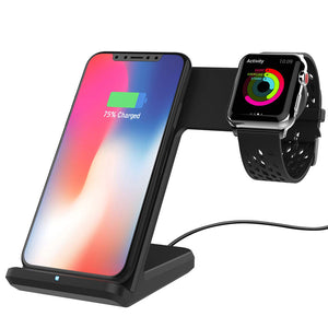 wireless charger For iPhone Xs Max Xiaomi Samsung 2 in 1 Fast Wireless Charger Charging Stand Dock For Apple Watch iWatch - virtualelectronicsstore.com