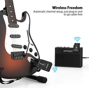 Ammoon Wireless Guitar System 2 4g Rechargeable 6 Channels Audio Transmitter New - virtualelectronicsstore.com