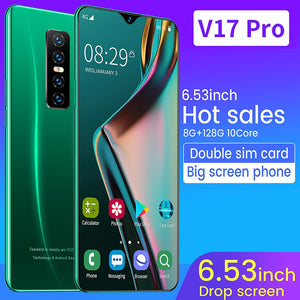 New V17 PRO 6.53 Inch Full-screen Ultrabook Mobile Phone 8 + 256G Screen Fingerprint Unlock Facial Recognition Reflective High- - virtualelectronicsstore.com