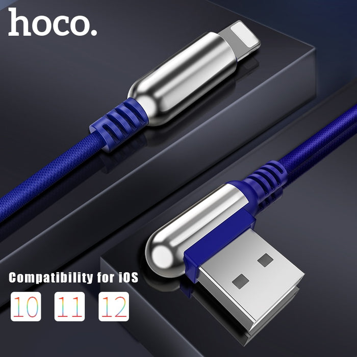 USB Cable for Apple 2.4A Fast Charging Cable Zinc Alloy 90 Degree for Apple iPhone 8 7 6 5 X XS Max XR iPad Data Sync Wire