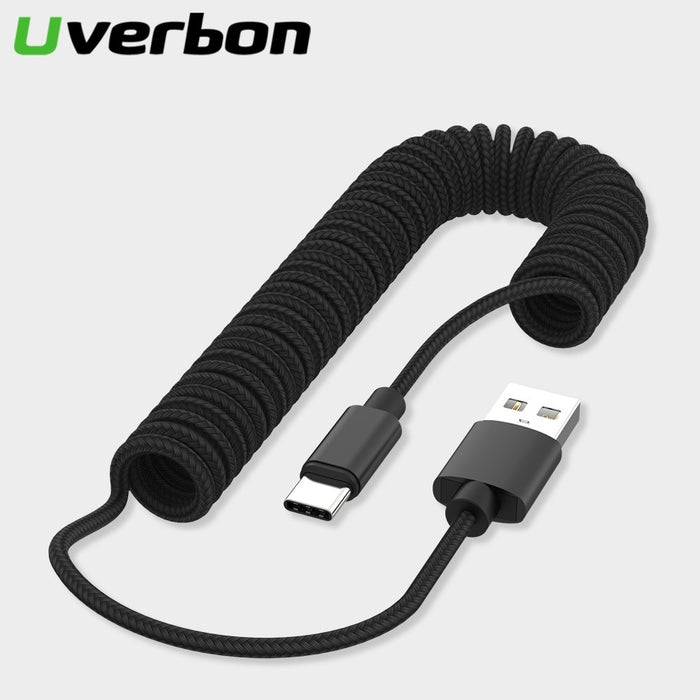 Micro USB Type C 8 Pin Cable Retractable Spring Cable For iPhone X Samsung S9 Fast Charging Charger Data Cable Wire Cord Adapter