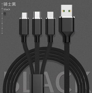 3in1 8Pin USB Type C Micro USB Multi Cable For iPhone 8 X 7 6 6S Plus Samsung Nokia USB Fast Charging Cables Nylon Cord - virtualelectronicsstore.com