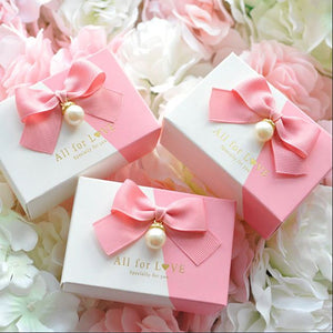 Pearl Ribbon Bowknot Wedding Birthday Guests Event Party Pink Candy Box Baby New - virtualelectronicsstore.com