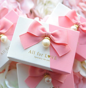 Pearl Ribbon Bowknot Wedding Birthday Guests Event Party Pink Candy Box Baby New - virtualelectronicsstore.com